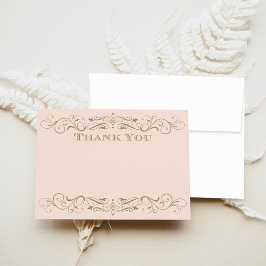 ヴィンテージ赤面とアンティーク金ゴールドフローリッシュ結婚ズ ノートカード