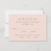 ヴィンテージ赤面とアンティーク金ゴールドフローリッシュ結婚ズ 出欠カード (正面)