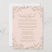 ヴィンテージ赤面とアンティーク金ゴールド結婚のリハーサル 招待状 (正面)