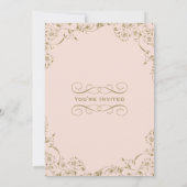 ヴィンテージ赤面とアンティーク金ゴールド結婚のリハーサル 招待状 (裏面)