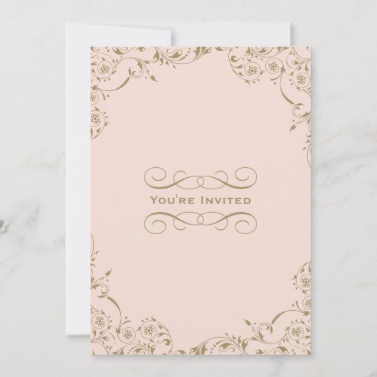 ヴィンテージ赤面とアンティーク金ゴールド結婚のリハーサル 招待状 (裏面)