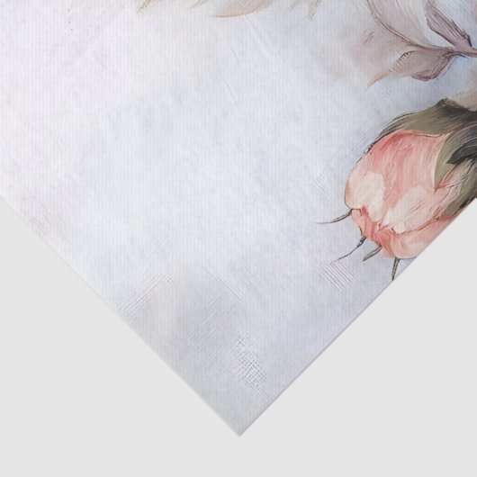 ヴィンテージ赤面とクリーム牡丹フローラデコページ 薄葉紙 (詳細)