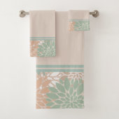 ヴィンテージ赤面とターコイズ水色フローラ バスタオルセット (インサイチュ)