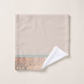 ヴィンテージ赤面とターコイズ水色フローラ  バスタオルセット (ウォッシュタオル)