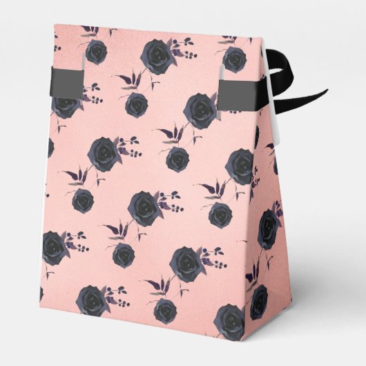 ヴィンテージ赤面とブラックバラカスタムウェディング フェイバーボックス (裏面サイド)