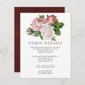 ヴィンテージ赤面とブルグンディ結婚ズゲスト詳細 エンクロージャーカード (正面/裏面)