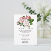 ヴィンテージ赤面とブルグンディ結婚ズゲスト詳細 エンクロージャーカード (スタンド正面)