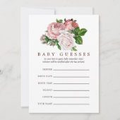 ヴィンテージ赤面とブルゴーニュフローラ赤ちゃんシャワー推測 招待状 (正面)
