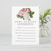 ヴィンテージ赤面とブルゴーニュフローラ赤ちゃんシャワー推測 招待状 (スタンド正面)