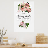 ヴィンテージ赤面とブルゴーニュブライダルシャワー歓迎 ポスター (キッチン)