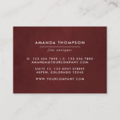 ヴィンテージ赤面とブルゴーニュ水カラーフローラ 名刺 (裏面)