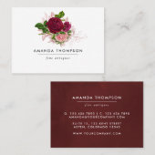 ヴィンテージ赤面とブルゴーニュ水カラーフローラ 名刺 (正面/裏面)