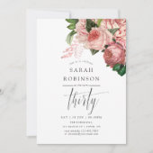 ヴィンテージ赤面とブルゴーニュ30歳の誕生日パーティー 招待状 (正面)