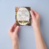 ヴィンテージ赤面とプラムフローラ予算の保存日付F チラシ (手)