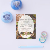 ヴィンテージ赤面とプラムフローラ予算の保存日付F チラシ (シングル)