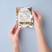 ヴィンテージ赤面とプラムフローラ予算日付の保存 チラシ (手)