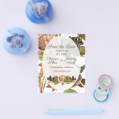 ヴィンテージ赤面とプラムフローラ予算日付の保存 チラシ (シングル)