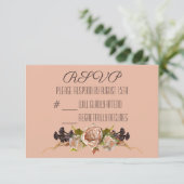 ヴィンテージ赤面とプラムフローラ応答RSVP 出欠カード (スタンド正面)