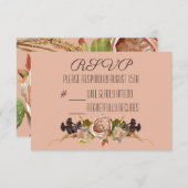 ヴィンテージ赤面とプラムフローラ応答RSVP 出欠カード (正面/裏面)