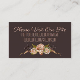 ヴィンテージ赤面とプラムフローラ結婚のサイトの囲い エンクロージャーカード