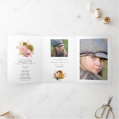 ヴィンテージ赤面と金ゴールドフローラキンセアニラ写真 三つ折り招待状 (内部)