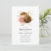 ヴィンテージ赤面と金ゴールドフローラキンセアニラ 招待状 (スタンド正面)