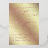 ヴィンテージ赤面と金ゴールドフローラキンセアニラ 箔招待状 (裏面)