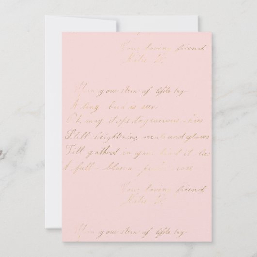 ヴィンテージ赤面と金ゴールドフローラスペインのキンセニェラ 招待状 (裏面)