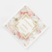 ヴィンテージ赤面アイボリー結婚フローラ紙ナプキン (コーナー)