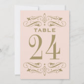 ヴィンテージ赤面アンティークフローリッシュテーブル番号 招待状 (裏面)