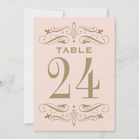 ヴィンテージ赤面アンティークフローリッシュテーブル番号 招待状 (裏面)