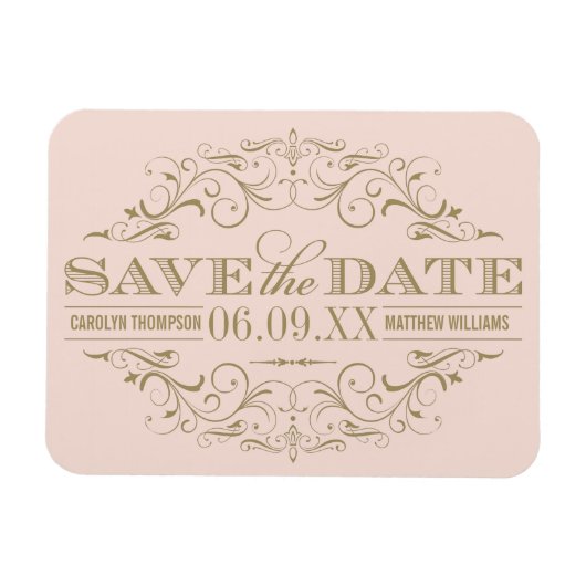 ヴィンテージ赤面アンティークフローリッシュ日付を保存 マグネット (横)