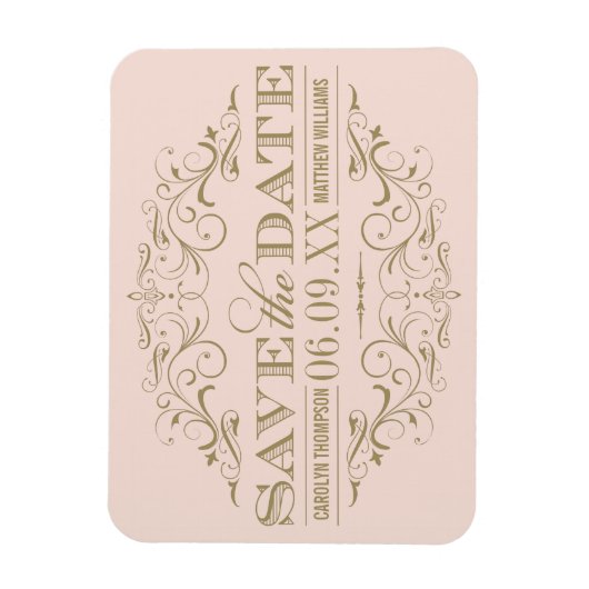 ヴィンテージ赤面アンティークフローリッシュ日付を保存 マグネット (縦)