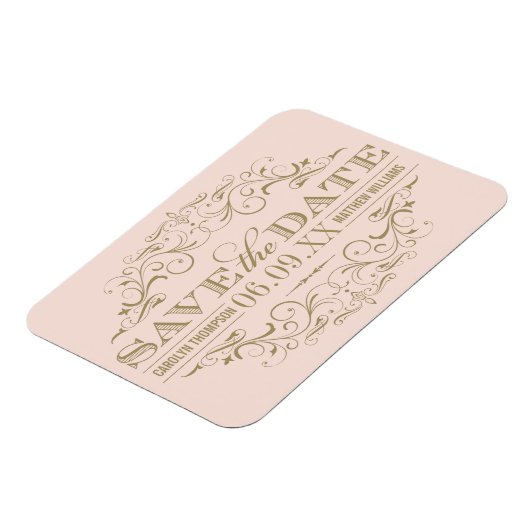 ヴィンテージ赤面アンティークフローリッシュ日付を保存 マグネット (左側)