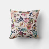 ヴィンテージ赤面クリーム赤面カスタムフローラ水彩 クッション (裏面)