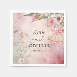 ヴィンテージ赤面ド結婚レス スタンダードカクテルナプキン