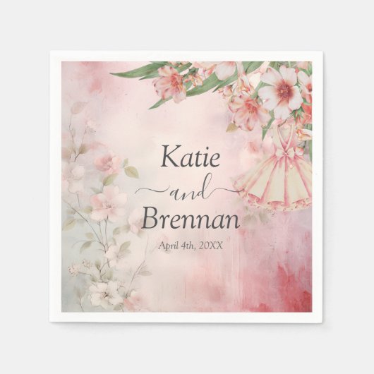 ヴィンテージ赤面ド結婚レス スタンダードカクテルナプキン (正面)