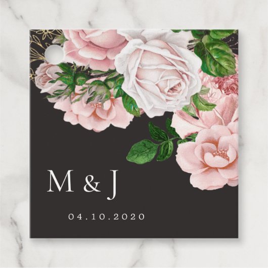 ヴィンテージ赤面バラエレガントな結婚式 フェイバータグ (正面)