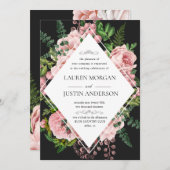 ヴィンテージ赤面バラエレガントウェディング招待状 招待状 (正面/裏面)