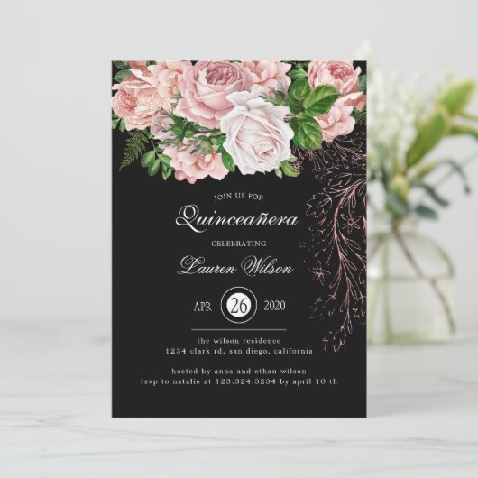 ヴィンテージ赤面バラオンブラックキンセアニェラ 招待状 (スタンド正面)