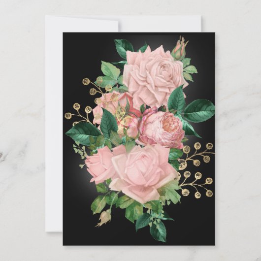 ヴィンテージ赤面バラオンブラックキンセアニェラ 招待状 (裏面)