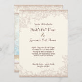 ヴィンテージ赤面バラフローラレーススワール結婚ズ 招待状 (正面/裏面)