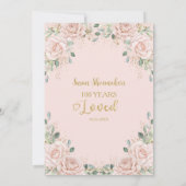 ヴィンテージ赤面バラフローラ100th誕生日愛 招待状 (裏面)