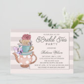 ヴィンテージ赤面パープルフローラブライダルティーパーティー 招待状 (スタンド正面)