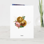 ヴィンテージ赤面ピンクと金ゴールドフローラクインセアニラ サンキューカード (裏面)