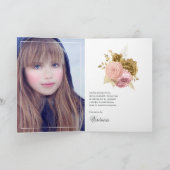 ヴィンテージ赤面ピンクと金ゴールドフローラクインセアニラ サンキューカード (内部)