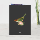 ヴィンテージ赤面ピンクと金ゴールドフローラクインセアニラ サンキューカード (裏面)