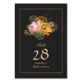 ヴィンテージ赤面ピンクと金ゴールドフローラクインセアニラ テーブルナンバー