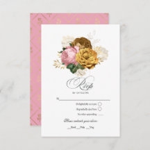 ヴィンテージ赤面ピンクと金ゴールドフローラクインセアニラ