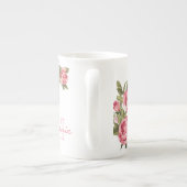 ヴィンテージ赤面ピンクのバラ牡丹の名前,モノグラム ボーンチャイナマグカップ (裏面)